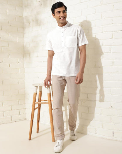 Fabindia MenS Solid Relaxed Fit Shirt (2123224White_White