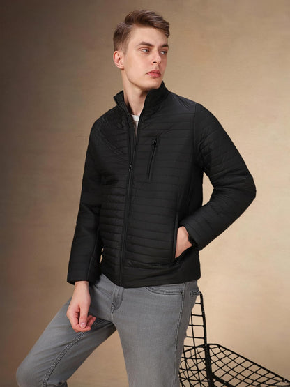 Dennis Lingo Men Solid Polyester Regular Fit Full Sleeves Puffer Jacket