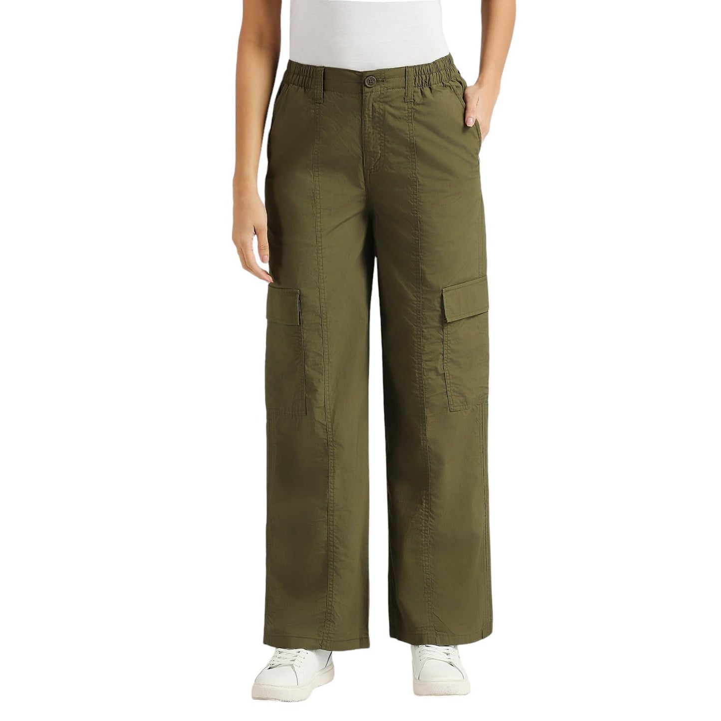 Velma Mid Rise Parachute Cargo With Half Elasticated Waist