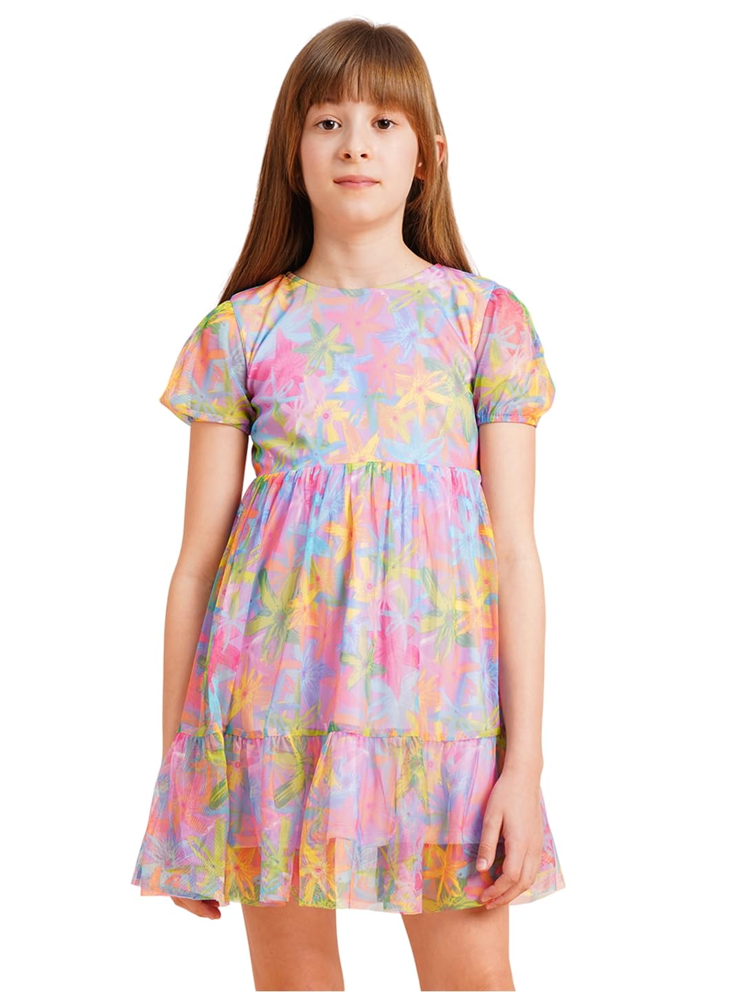 Vero Moda Girl Floral Print Multicolor Fit & Flared Dress