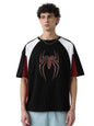 The Souled Store Spider-Man: Peter Parker Men and Boys Short Sleeves Round Neck Black Graphic Printed Cotton Oversized T-Shirts