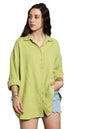 High Star WomenS Oversized Fit Shirt (Hswshs2422_Jun_Green