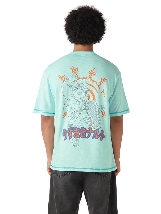 Bewakoof Air 1.0 Official Naruto Merchandise Naruto Mens Graphic Printed Oversized Fit Half Sleeve Round Neck Cotton Slub T-Shi