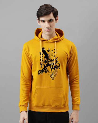 ADRO Mens Cotton Neck Hooded Sweatshirt (H24-M-DREAM-MU_Mustard
