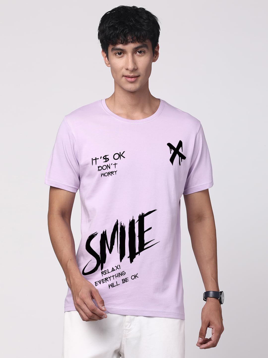 ADRO Mens Smile Printed Cotton T-Shirt_RN24-L2-SMILE-PU