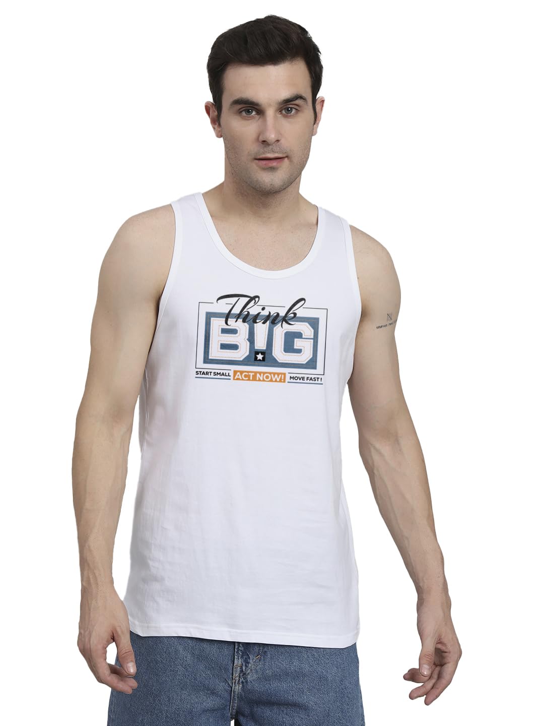 Peppyzone Mens Regular Fit Vest (TT-Trendy-61-Grey-S_White