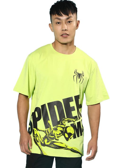 Veirdo Mens Cotton Lemon Oversized Fit Typographic Printed Short Sleeve T-Shirt