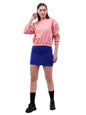Kotty WomenS Fleece Sweatshirt Solid Pattern With Classic Round Neck(Pink,Xl)