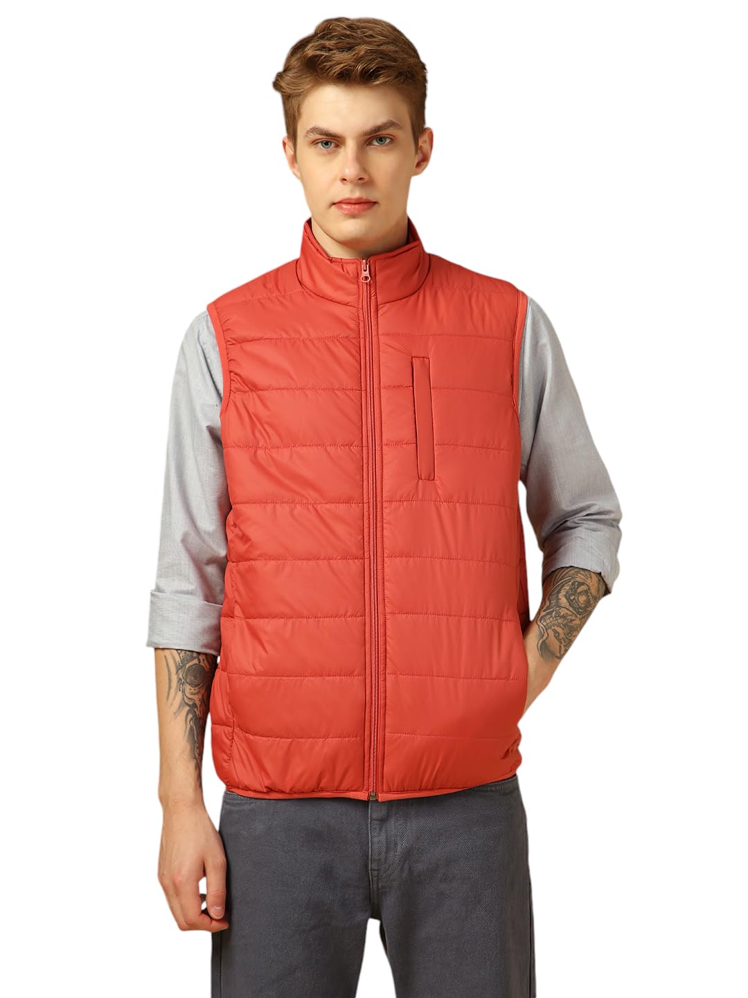 Dennis Lingo Men Regular Fit Polyester Sleeveless Solid Jackets