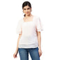 Rare Women Casual Light Pink Colour Square Neck Solid Regular Top
