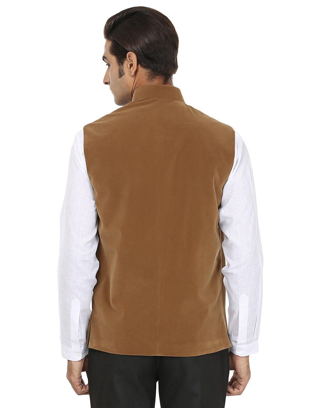 Wintage Men'S Velvet Bandhgala Festive Coffee Nehru Jacket Waistcoat