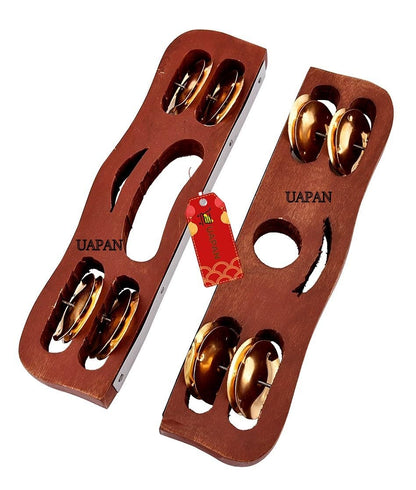 UAPAN Wood Narad Muni Kartal - Brown Kirtan & Bhajan Musical Instrument (1 Pair) - UAPAN Kartal Model