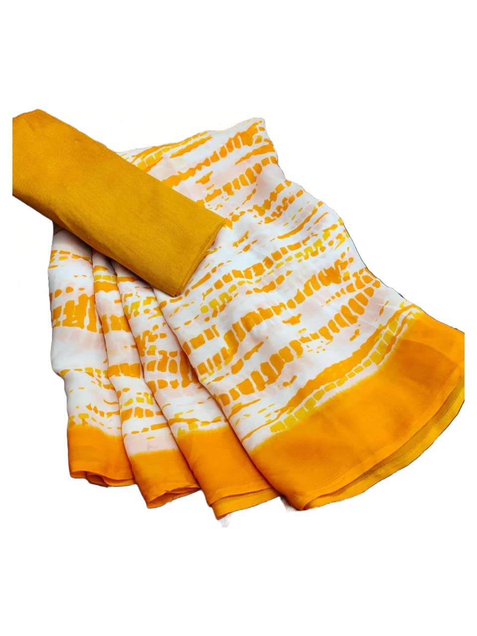 ANNI DESIGNER Womens Georgette Traditional Printed Saree With Blouse Piece (SGKRP-YELLOW_Yellow_FreeSize)