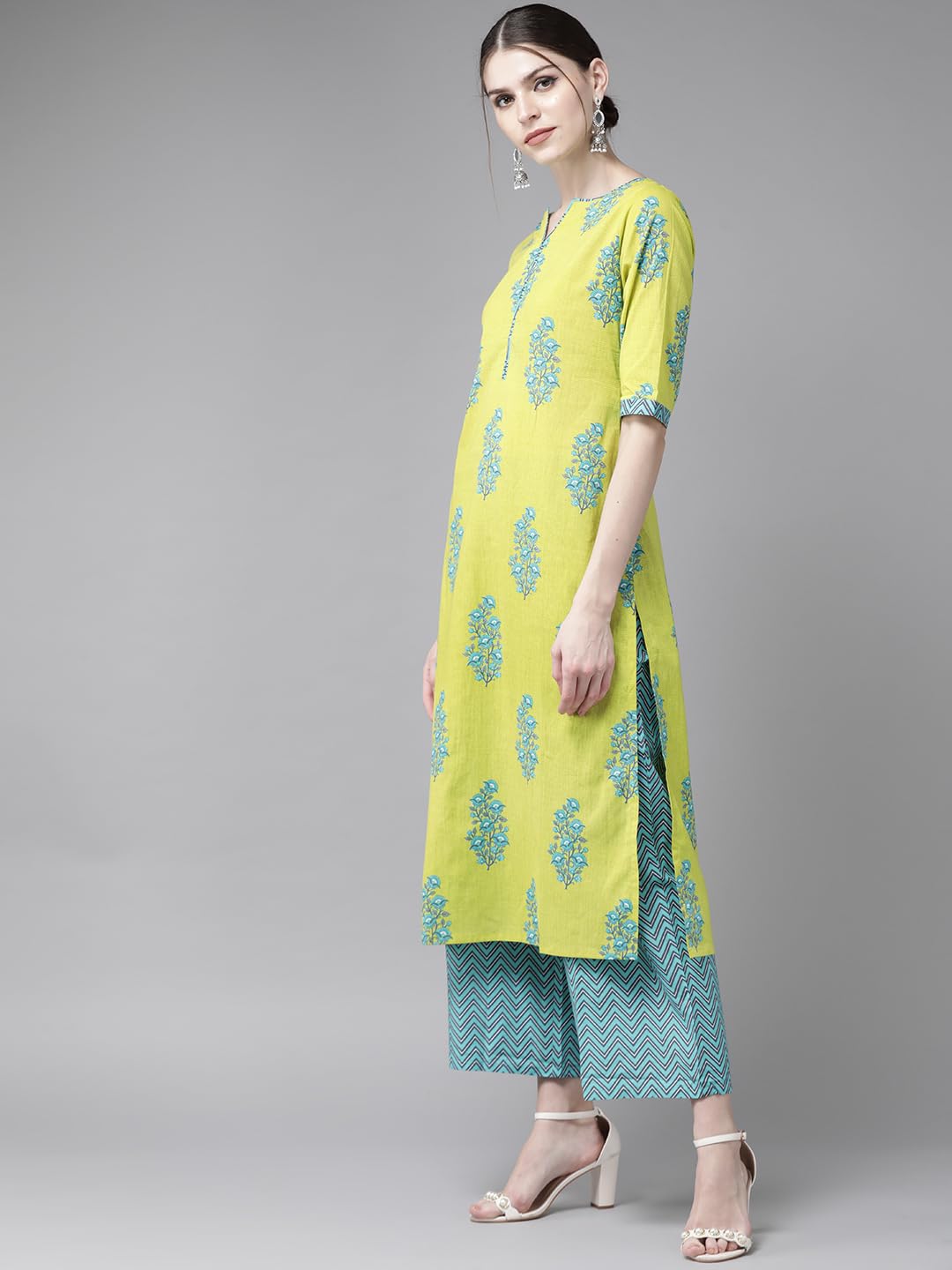 Libas WomenS Cotton Kurta Sets (20197_Green