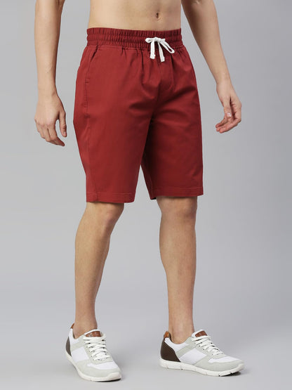 Thomas Scott Mens Solid Slim Fit Shorts Wine