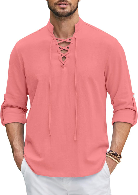 Macsivo Cotton Solid Casual Short Kurta For Men Pink