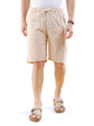 The Indian Garage Co Men Relaxed Fit Vertical Striped Mid-Rise Shorts Beige