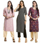 Pinkmint WomenS Crepe Printed Kurta And Pant Set (Pack Of 3)