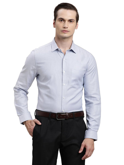 Turtle Men Giza Cotton Slim Fit Light Blue Dobby Full Sleeve Formal Shirt