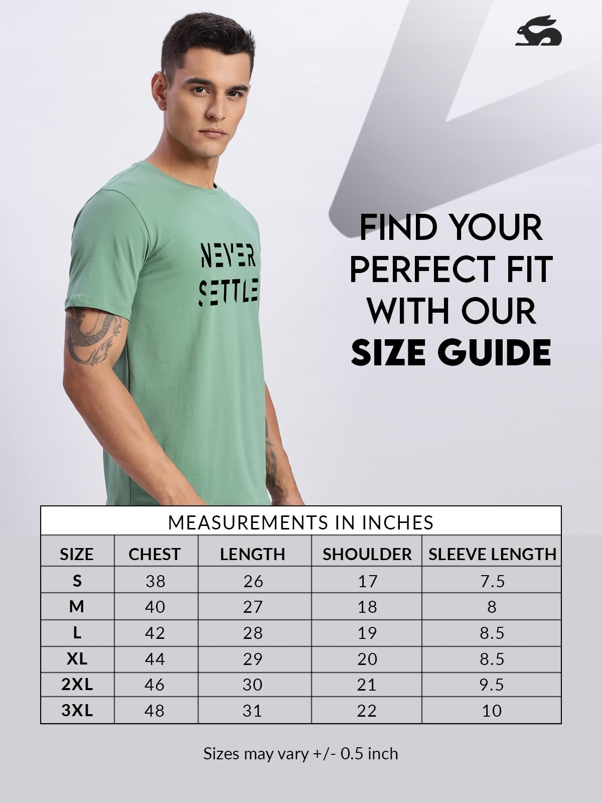 ADRO Mens Never Settle Cotton T-Shirt (RN22-03-SET-PT_Pista)