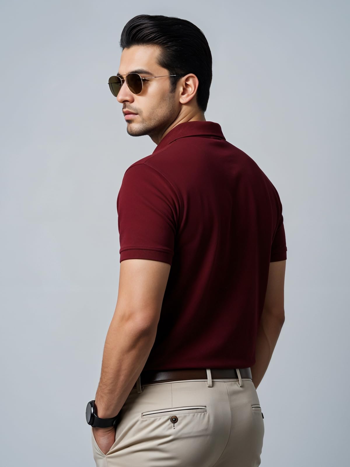 Mens Premium Cotton Polo T-Shirt | 220 GSM Soft Fabric | Casual Stylish Look | Contrast Collar Design Maroon Polo T Shirt | Polo