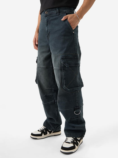 The Souled Store Comfrey Men and Boys Baggy Loose Fit Cotton Blend Utility Cargo Jeans Denim Jeans Crafted with Comfort Fit for