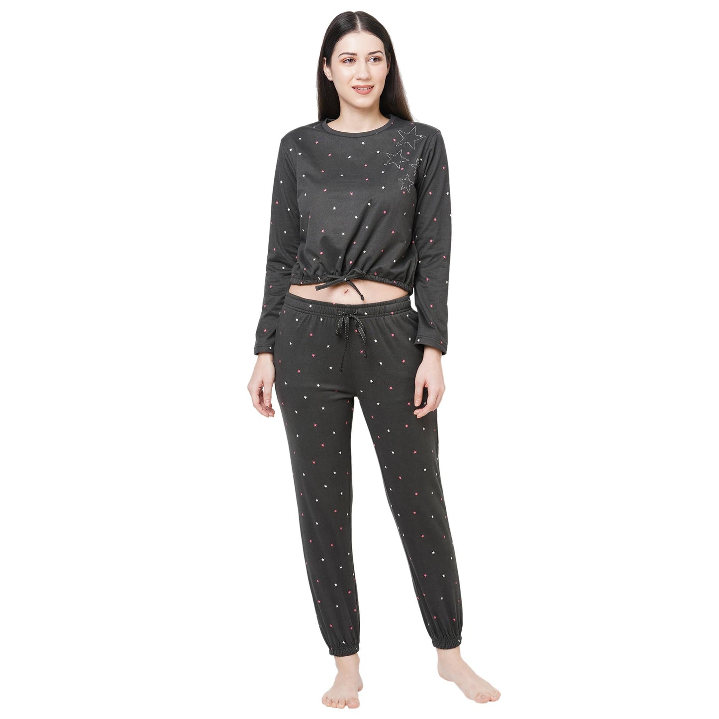 Sweet Dreams Womens Printed Pyjama Set Grey