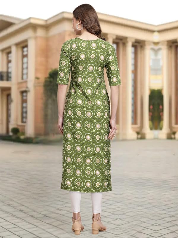 Pinkmint Crepe Digital Printed Kurti For Womens Straight Kurti For Women (Pack Of 5)