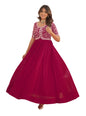 Fashion Basket Georgette Embroidered Anarkali Gown For Women Pink