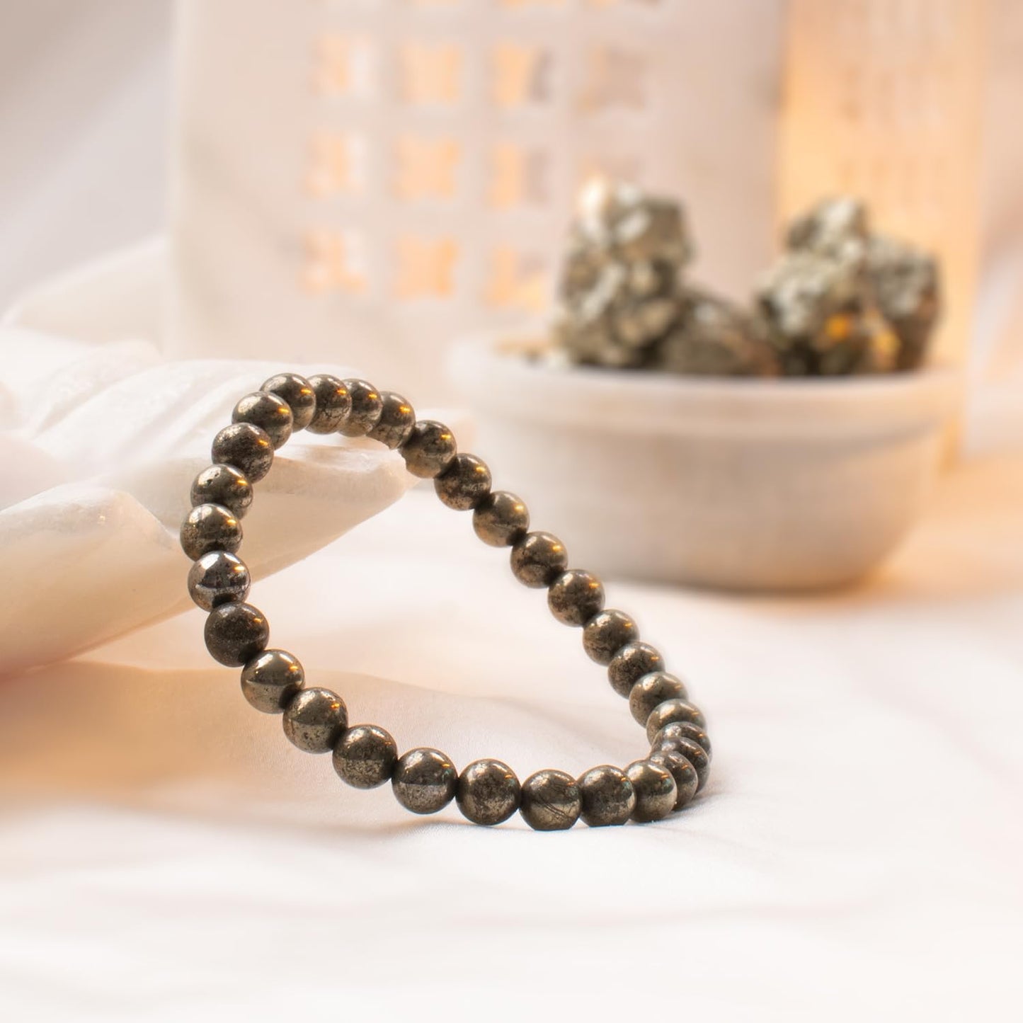 Astrotalk Raw Pyrite Bracelet for Women (6mm Beads) | Pyrite Stone for Wealth, Prosperity & Good Luck | Boosts Confidence, Focus & Motivation | Hand Bracelet for Women | Gift for Woman