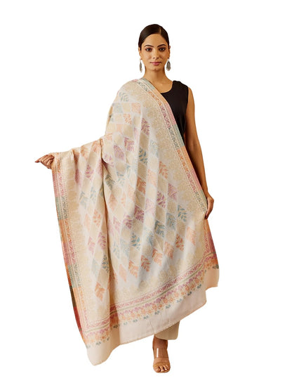 Pashmoda Women Khumar Kaani Wool Blend Kashmiri Shawl, Stole, Scarf, Luxury Pashmina Evening Wrap (Size: 101 X 203 CM)