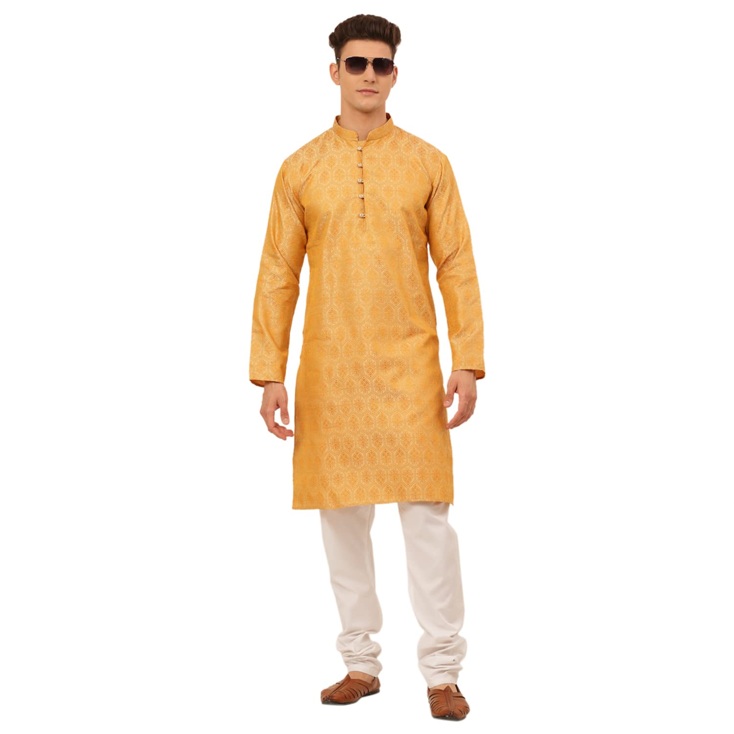 Jompers Mens And Woven Design Kurta Pyjama Set
