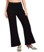 POPWINGS Casual High-Waist Flared Trousers for Women | High-Rise Flared Trousers for Formal Office Wear - Black