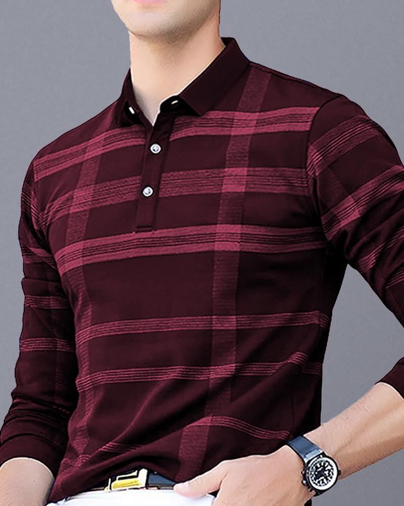 Noble Monk MenS Polo Neck Full Sleeves T-Shirt | Causal Tshirt For Men