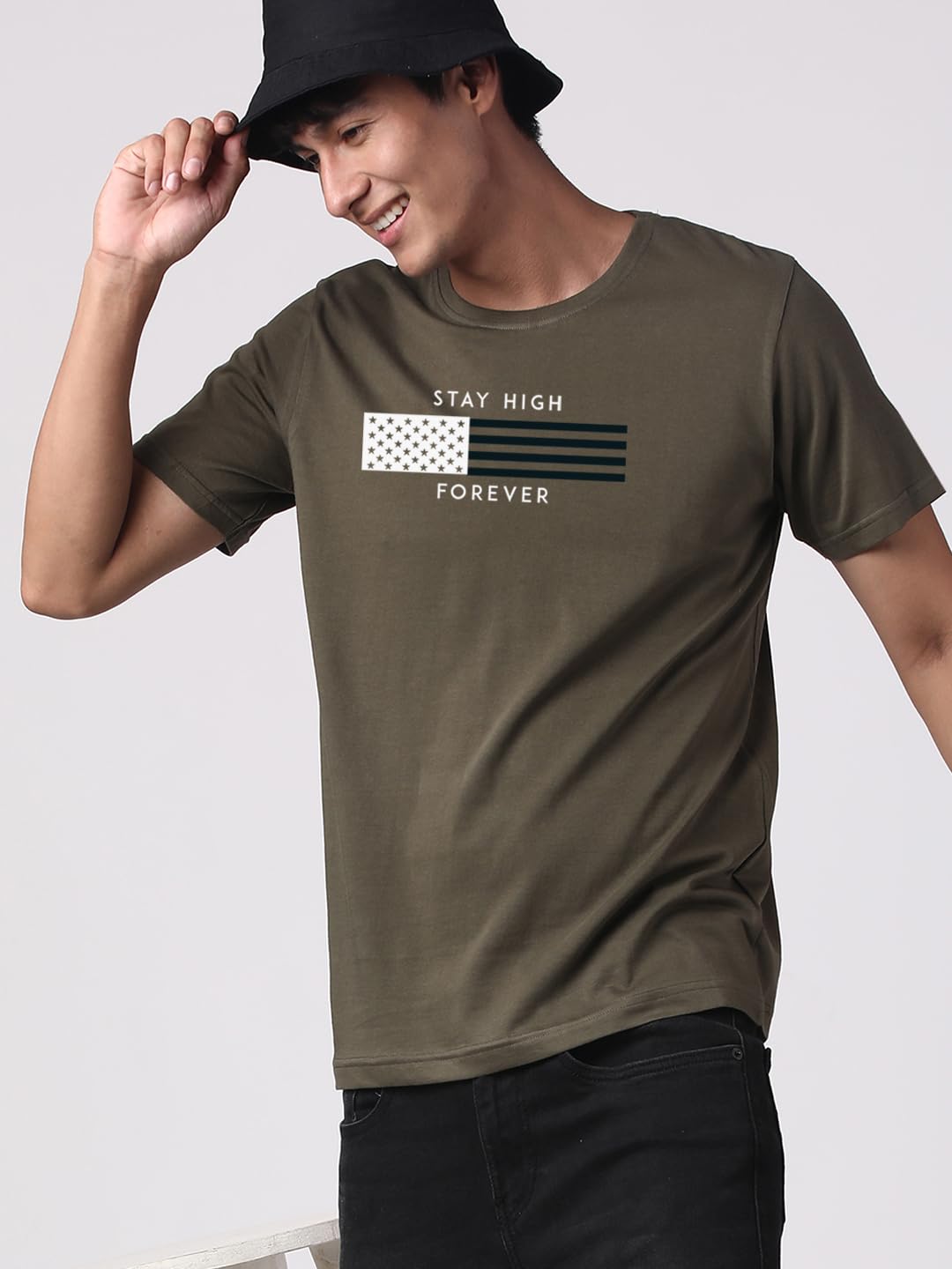 ADRO Mens Flag Printed Cotton T-Shirt_RN24-L2-FLAG-OL