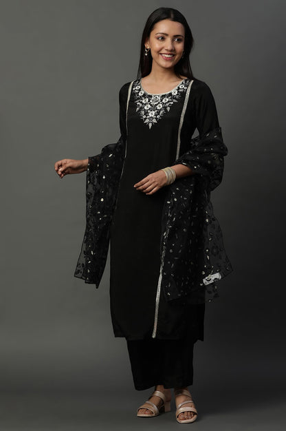 Aurelia WomenS Rayon Kurta Set (24Feas15104_Black