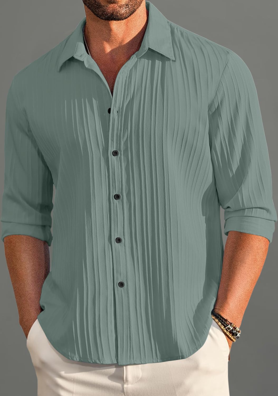 ROYALSCOUT Mens Cotton Blend Full Sleeve Short Kurta Featuring Mandarin Collar Perfect for Ethnic Styling, Work Gatherings, or
