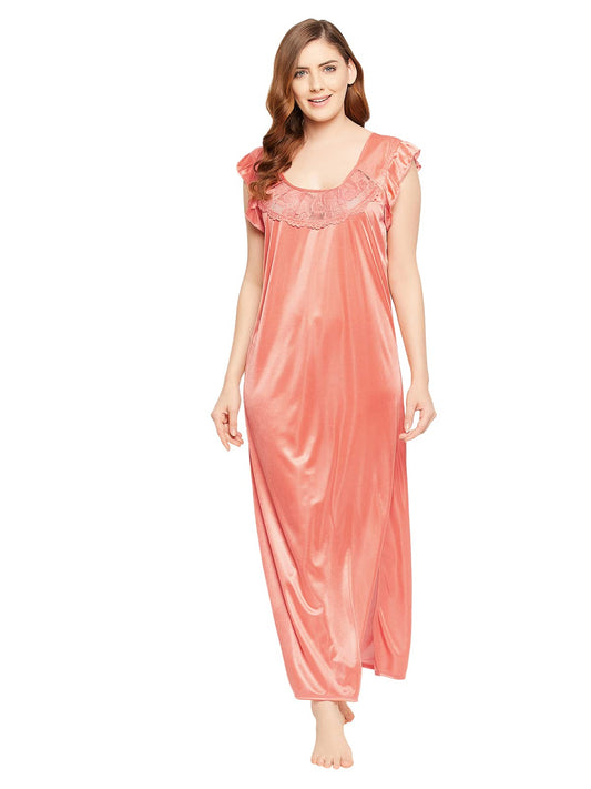 Clovia Womens Cotton Standard Length Regular Fit Long Nightdress (Nsm282P24O_Beige_Free Size