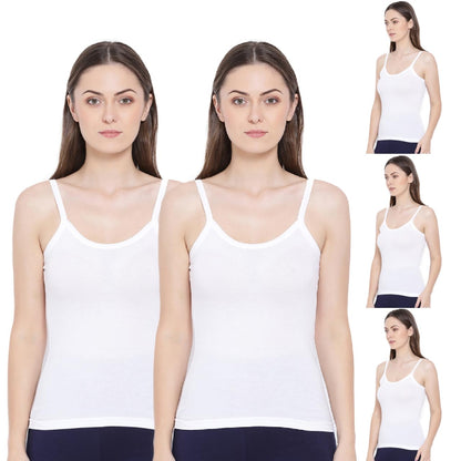 Rupa Softline Solid Regular Fit Women Super Combed Cotton Camisole, Under-Shirt, Stretchable and Body-Hugging, White,Pack of 5 (