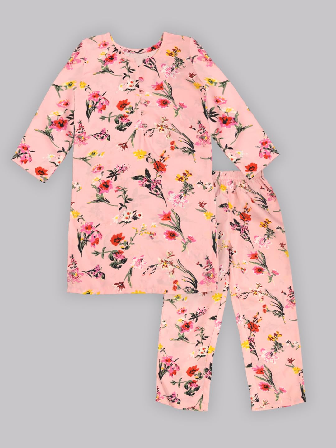 A.T.U.N. (ALL THINGS UBER NICE) Girls Floral Printed 3/4 Sleeve Kurti and Pant Set | Stylish Traditional Ethnic Wear Salwar Suit