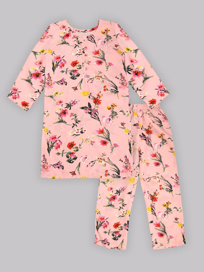 A.T.U.N. (ALL THINGS UBER NICE) Girls Floral Printed 3/4 Sleeve Kurti and Pant Set | Stylish Traditional Ethnic Wear Salwar Suit