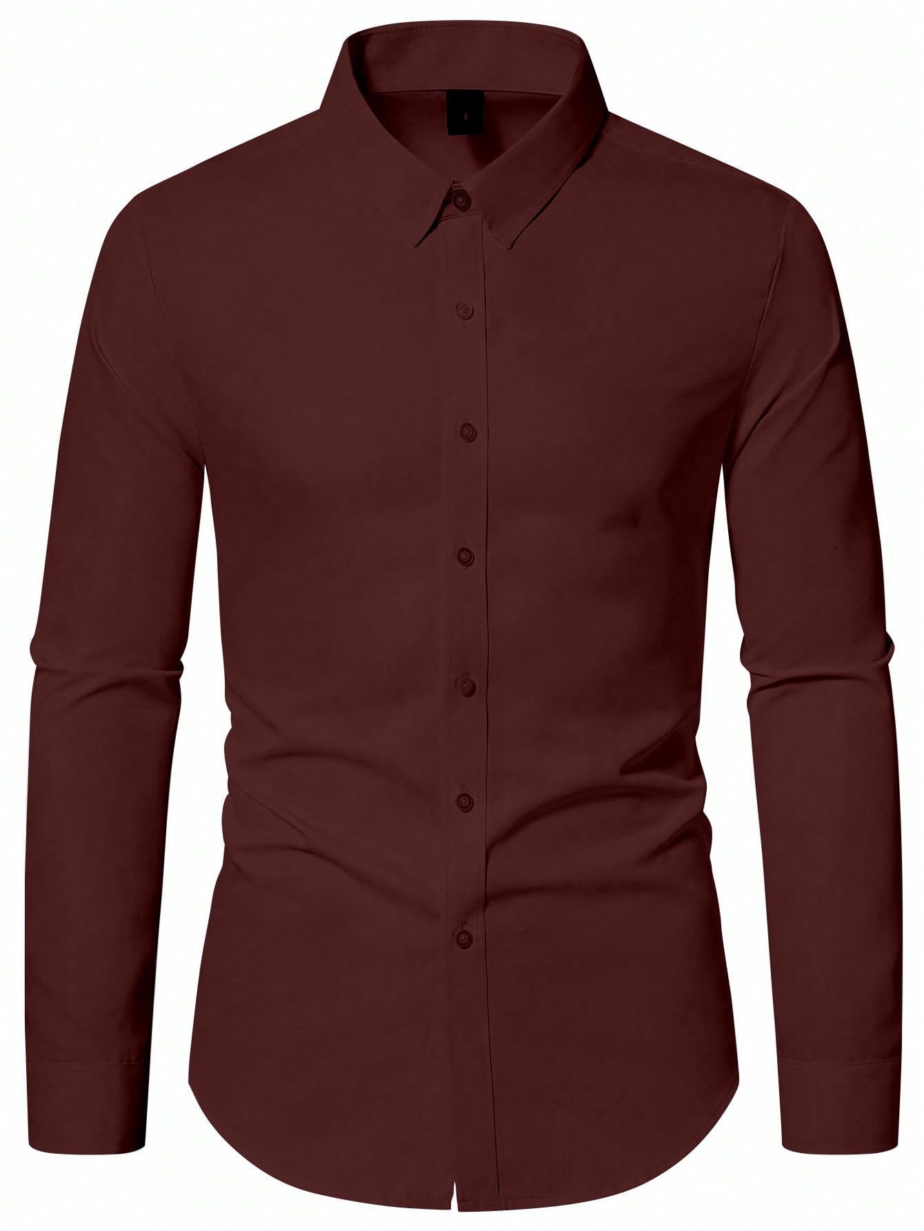 AVANOVA Mens Maroon Long Sleeve, Slim Fit Button Down Dress Shirt for Men | Casual Office Wear | Formal Business Shirts | Styli