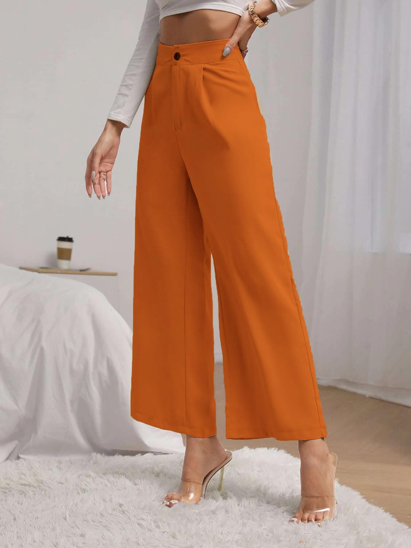 Kotty Womens Solid Regular Fit Trousers Bronze