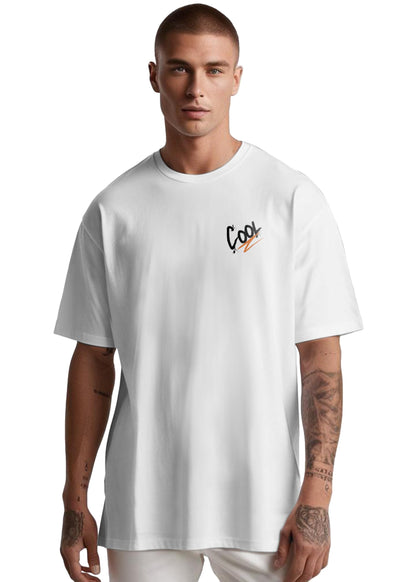 Peppyzone Mens Oversized Fit T-Shirt (PZ-OST-Trendy45_White