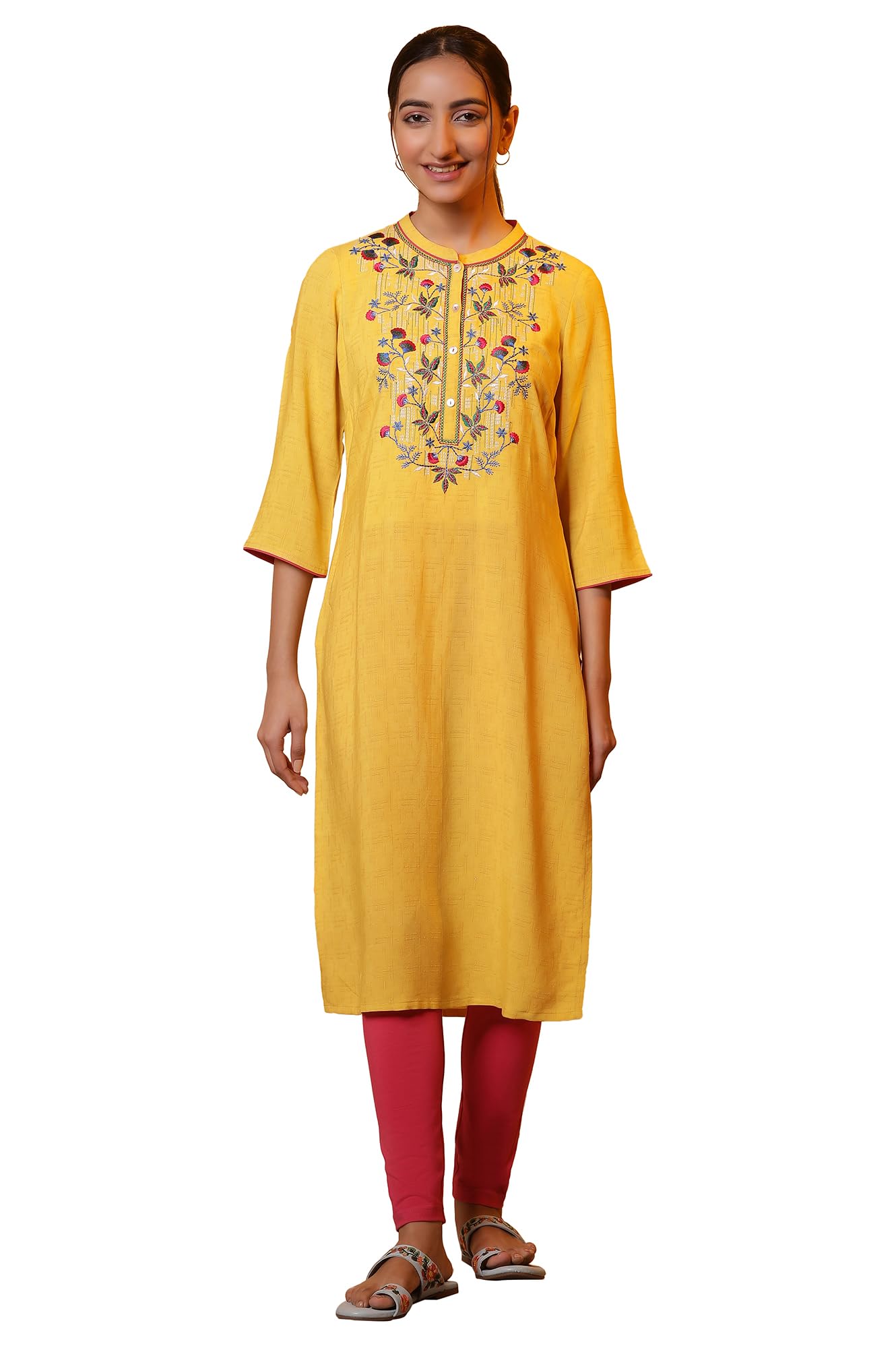 Aurelia Women's Solid Rayon Straight Kurta