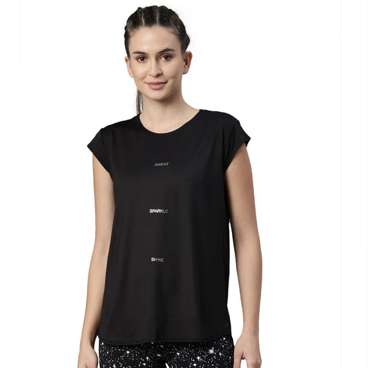 Enamor Athleisure Womens Cotton Light Weight Quick Dry 4 Way Stretch Antimicrobial Relaxed Fit Short Sleeve Crew Neck Active Lo