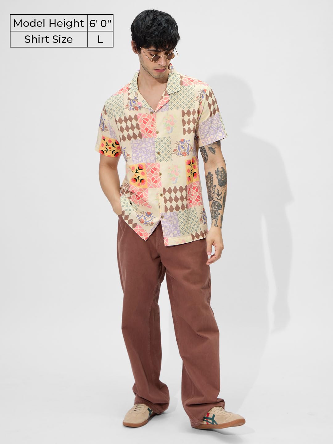The Souled Store Spade Men and Boys Collared Neck Button Front Multicolor All Over Printed Cotton Half Sleeve Shirts