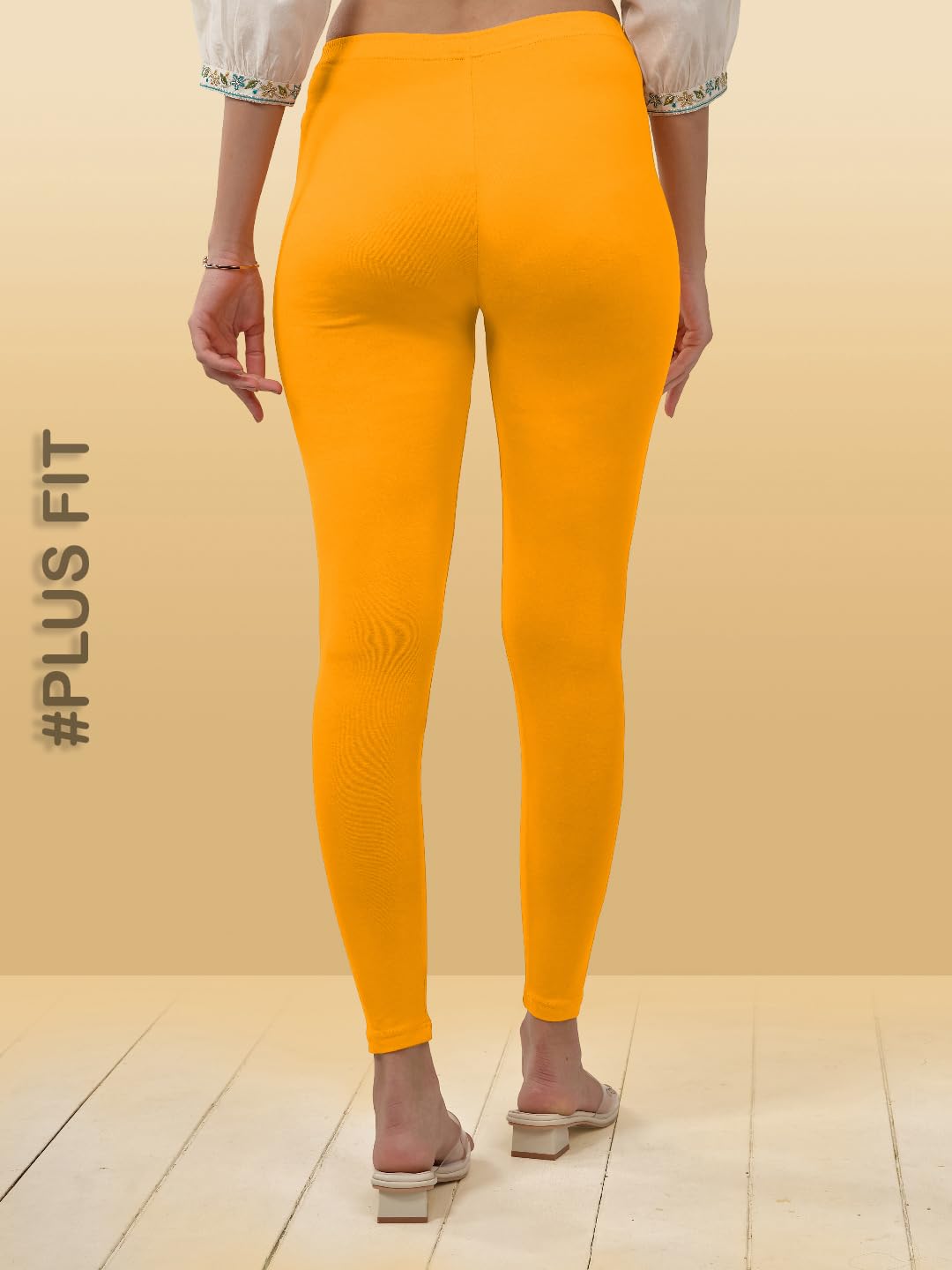 Lyra Women Solid Premium Cotton Plus Fit Ankle Length Leggings | Mid-Waist | Fashionwear