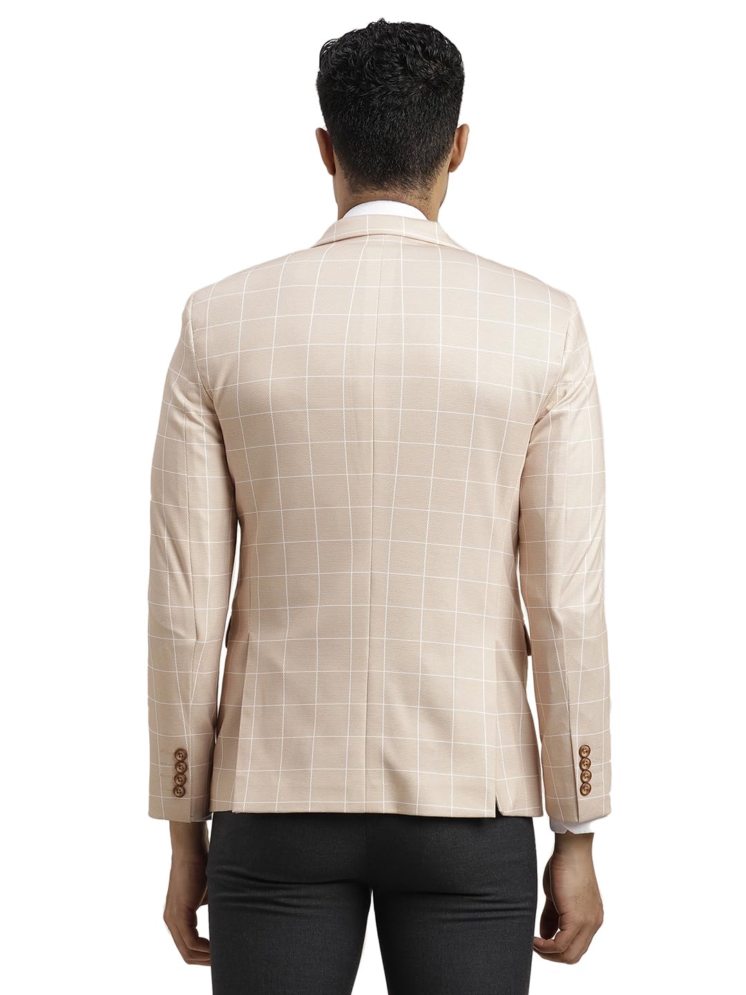 Turtle Men Knitted Checkered Beige Blazer
