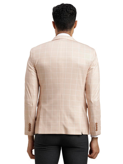 Turtle Men Knitted Checkered Beige Blazer